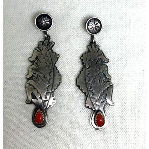 Native American estate coral earrings